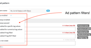Ad pattern filters for Product text ads on Google Search